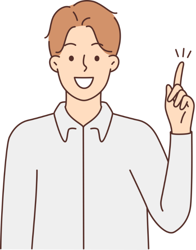 A man in white shirt with a raised finger