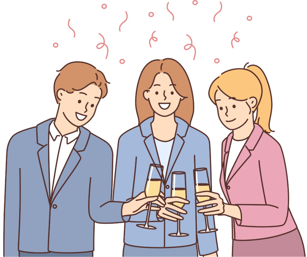 Group of diverse professionals enjoying a festive party in a lively and vibrant setting.