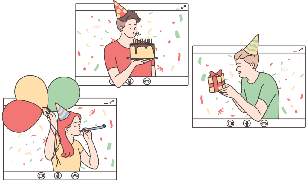 Two individuals celebrating during a festive occasion, one holding a cake, with colorful confetti in the background. The calendar reads "December 31," indicating a New Year's Eve celebration. The image conveys joy, celebration, and a sense of togetherness.